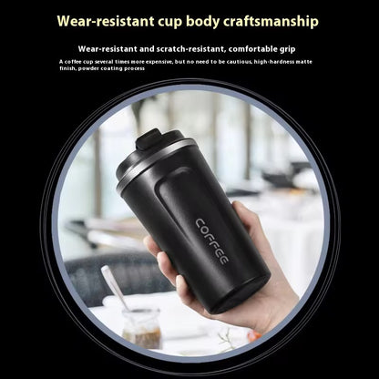 HONGZHAN Insulated Travel Coffee Mug Spill Proof Leak Proof Pobtable To Go Camping Stainless Steel Coffee Tumbler Reusable Coffee Cups with Lids Thermos for Hot and Cold Drink