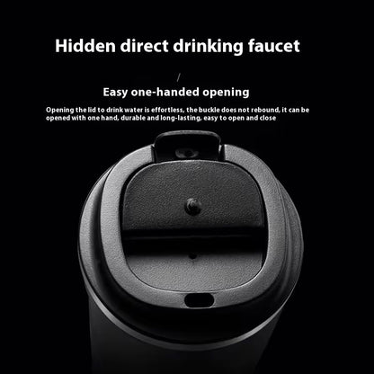 HONGZHAN Insulated Travel Coffee Mug Spill Proof Leak Proof Pobtable To Go Camping Stainless Steel Coffee Tumbler Reusable Coffee Cups with Lids Thermos for Hot and Cold Drink