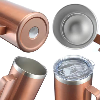 HONGZHAN 24oz Insulated Coffee Mug with Lid, Stainless Steel Coffee Cup, Double Wall Vacuum Coffee Tumbler with Handle, Premium Thermal Travel Coffee Mug