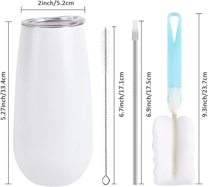 HONGZHAN Stemless Double Insulated Champagne Flute Tumbler with Lid, 6 Oz Unbreakable Reusable Cocktail Champagne Toasting Glasses, Good Gift for Friends Family Christmas Birthday