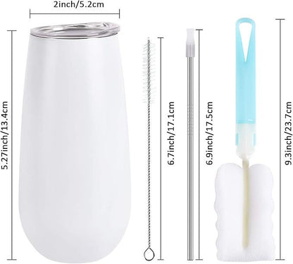 HONGZHAN Stemless Double Insulated Champagne Flute Tumbler with Lid, 6 Oz Unbreakable Reusable Cocktail Champagne Toasting Glasses, Good Gift for Friends Family Christmas Birthday