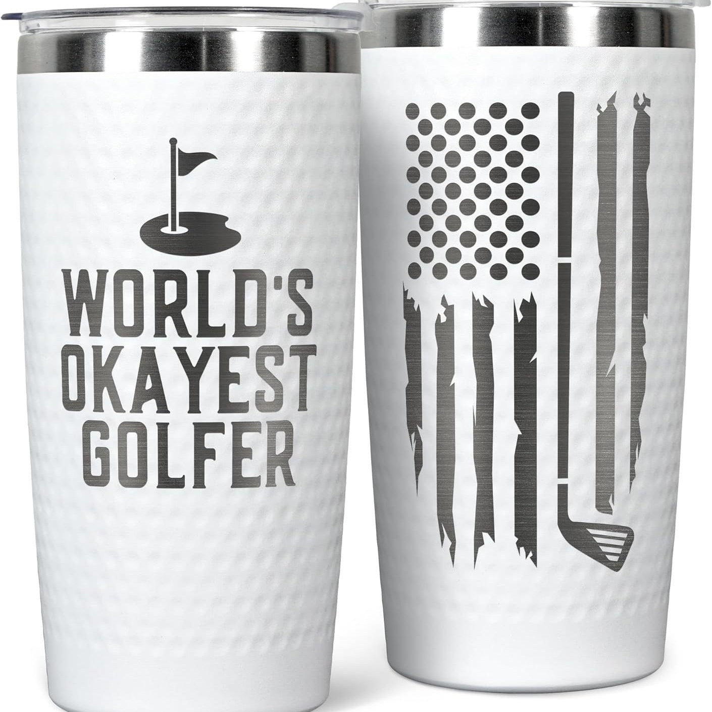 HONGZHAN 20oz Triple Insulated Highball Tumbler with Lid, Dishwasher Safe, Double Wall, and Vacuum Sealed Travel Coffee Mug Tumbler in Golf Ball with Golf Ball Textured Frame