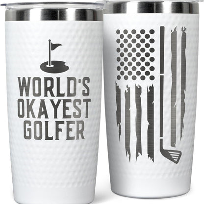 HONGZHAN 20oz Triple Insulated Highball Tumbler with Lid, Dishwasher Safe, Double Wall, and Vacuum Sealed Travel Coffee Mug Tumbler in Golf Ball with Golf Ball Textured Frame