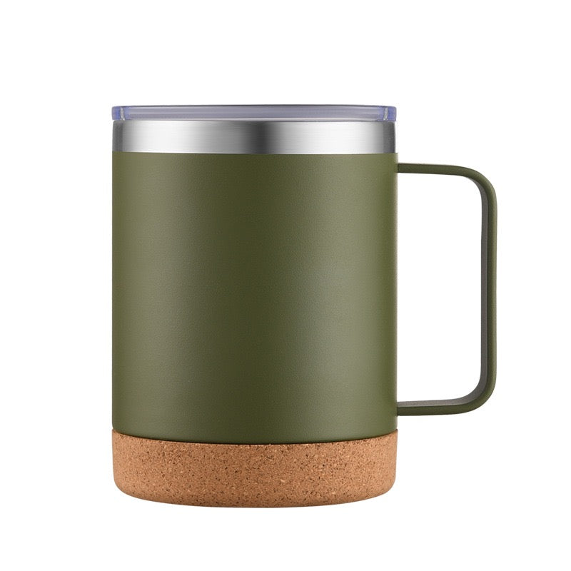 HONGZHAN Cork Bottom Coffee Mug Lined with Handle - Stainless Steel Copper - BPA Free Lid