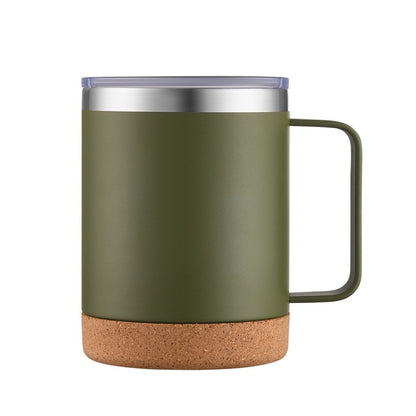 HONGZHAN Cork Bottom Coffee Mug Lined with Handle - Stainless Steel Copper - BPA Free Lid