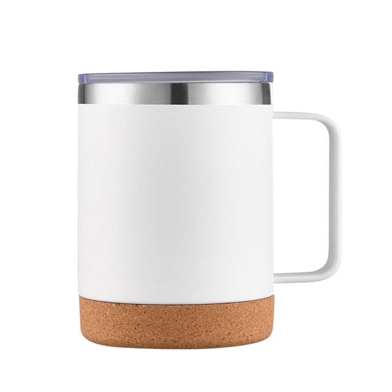 HONGZHAN Cork Bottom Coffee Mug Lined with Handle - Stainless Steel Copper - BPA Free Lid