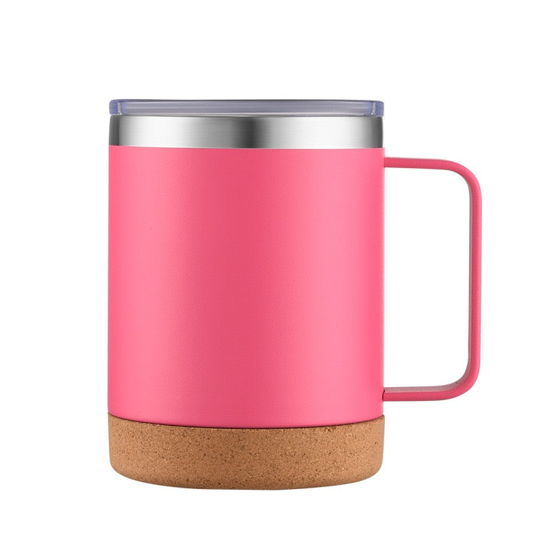 HONGZHAN Cork Bottom Coffee Mug Lined with Handle - Stainless Steel Copper - BPA Free Lid