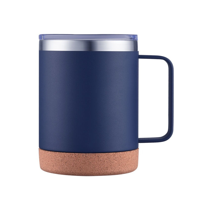 HONGZHAN Cork Bottom Coffee Mug Lined with Handle - Stainless Steel Copper - BPA Free Lid