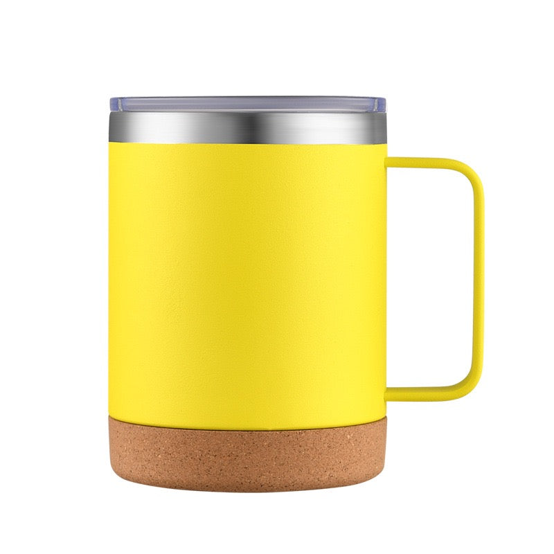 HONGZHAN Cork Bottom Coffee Mug Lined with Handle - Stainless Steel Copper - BPA Free Lid
