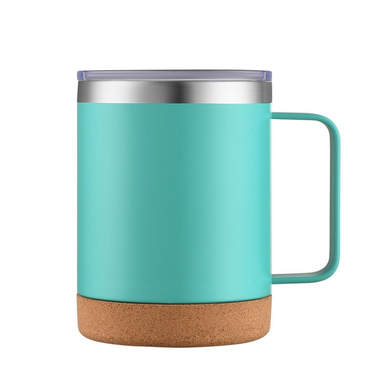 HONGZHAN Cork Bottom Coffee Mug Lined with Handle - Stainless Steel Copper - BPA Free Lid