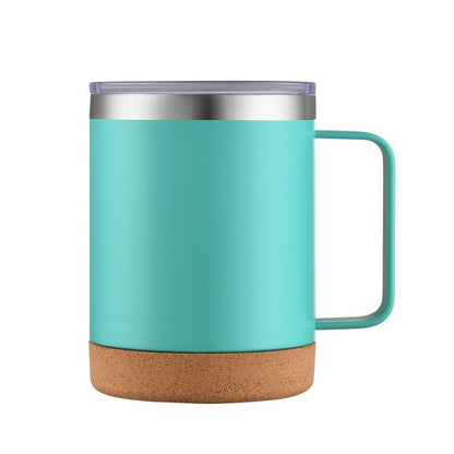 HONGZHAN Cork Bottom Coffee Mug Lined with Handle - Stainless Steel Copper - BPA Free Lid