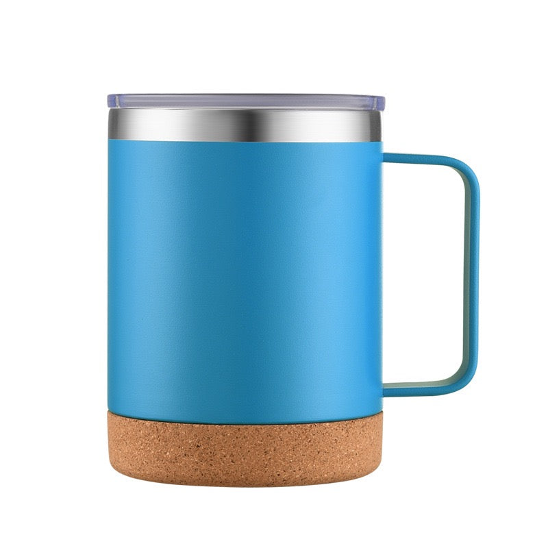 HONGZHAN Cork Bottom Coffee Mug Lined with Handle - Stainless Steel Copper - BPA Free Lid