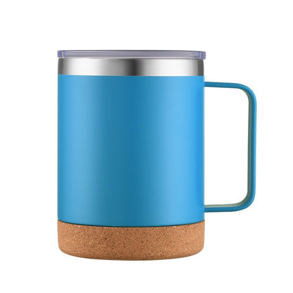 HONGZHAN Cork Bottom Coffee Mug Lined with Handle - Stainless Steel Copper - BPA Free Lid