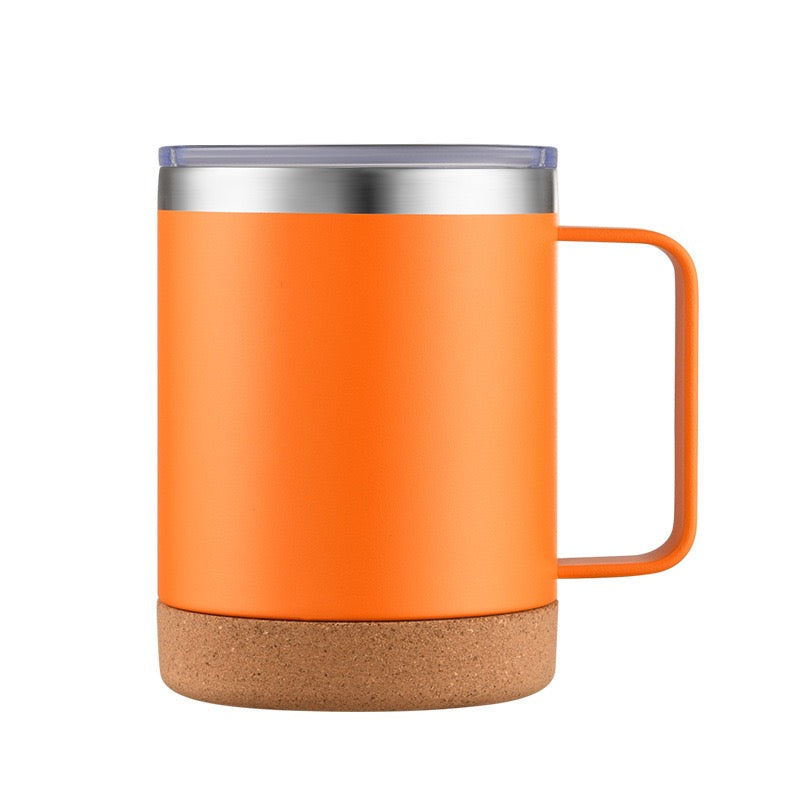HONGZHAN Cork Bottom Coffee Mug Lined with Handle - Stainless Steel Copper - BPA Free Lid