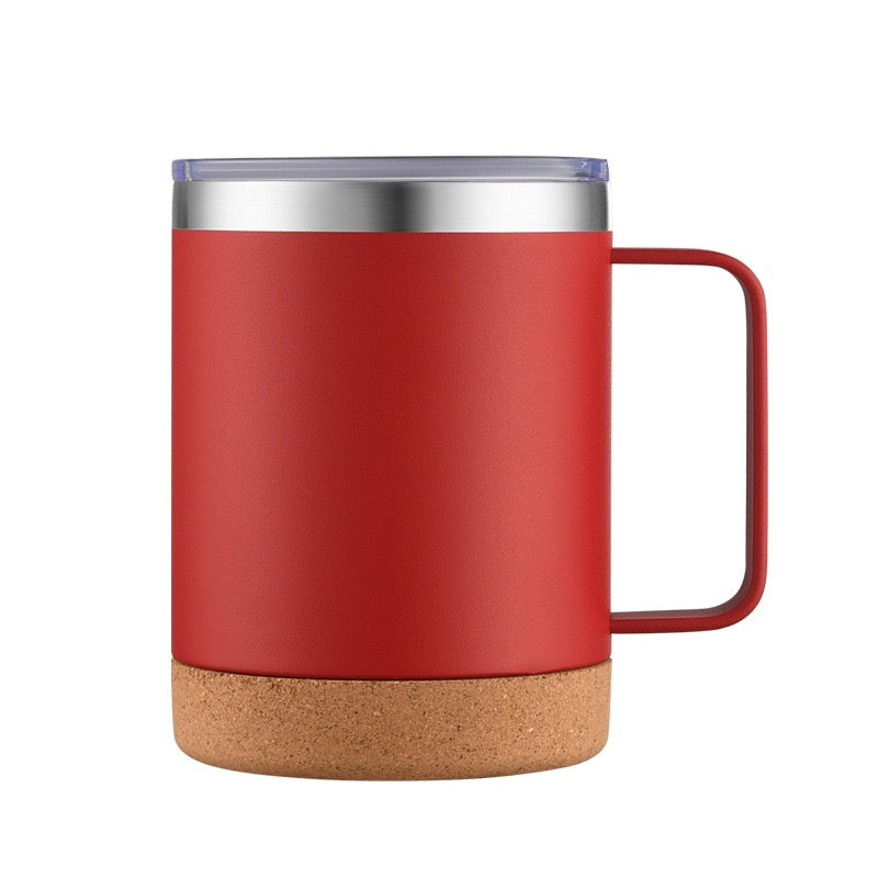 HONGZHAN Cork Bottom Coffee Mug Lined with Handle - Stainless Steel Copper - BPA Free Lid