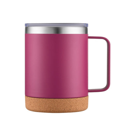 HONGZHAN Cork Bottom Coffee Mug Lined with Handle - Stainless Steel Copper - BPA Free Lid