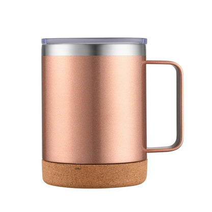 HONGZHAN Cork Bottom Coffee Mug Lined with Handle - Stainless Steel Copper - BPA Free Lid