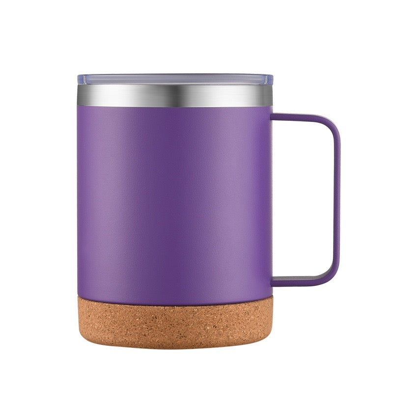 HONGZHAN Cork Bottom Coffee Mug Lined with Handle - Stainless Steel Copper - BPA Free Lid