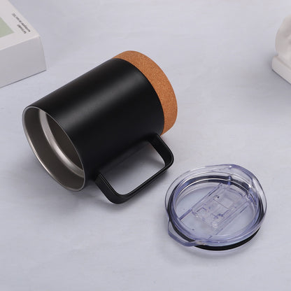 HONGZHAN Cork Bottom Coffee Mug Lined with Handle - Stainless Steel Copper - BPA Free Lid