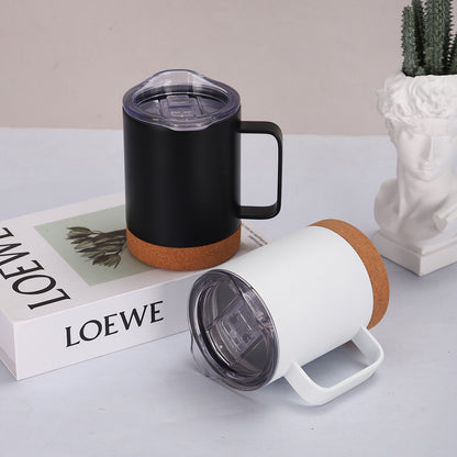 HONGZHAN Cork Bottom Coffee Mug Lined with Handle - Stainless Steel Copper - BPA Free Lid