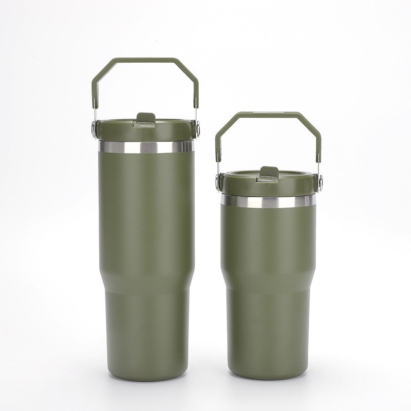 HONGZHAN Flip Straw Tumbler with Handle 20 / 30oz | Twist On Lid and Flip Up Straw | Leak Resistant Water Bottle | Insulated Stainless Steel |BPA-Free |