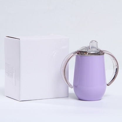 HONGZHAN Stainless Steel Straw Sippy Cup with Handles & Silicone Lids,10 oz BPA Free Double Wall Vacuum Insulated Sippy Cup Mug Tumbler Toddler Straw Cups for boys and girls Non-Spill Sippy Cups