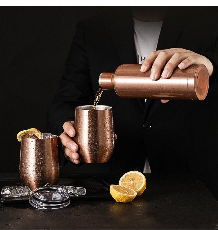 HONGZHAN 3pcs Set 304 Stainless Steel Bottle Cups Wine Tumbler with Lid Wine Glasses Cup for Wine, Beer, Tea, Coffee, Milk, Drinks, Champagne