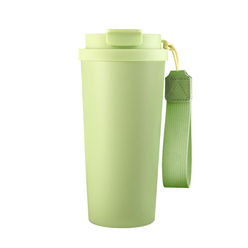 HONGZHAN Coffee Travel Mug with Straw & Flip Lid, 20oz Insulated Tumbler Cup with Ceramic Coating, Double Wall Vacuum Leak-Proof Thermos Mug for Office School Party Camping