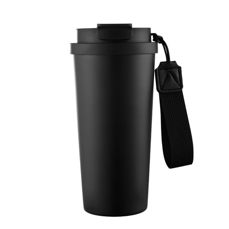 HONGZHAN Coffee Travel Mug with Straw & Flip Lid, 20oz Insulated Tumbler Cup with Ceramic Coating, Double Wall Vacuum Leak-Proof Thermos Mug for Office School Party Camping