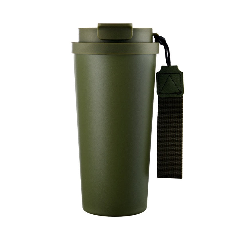HONGZHAN Coffee Travel Mug with Straw & Flip Lid, 20oz Insulated Tumbler Cup with Ceramic Coating, Double Wall Vacuum Leak-Proof Thermos Mug for Office School Party Camping