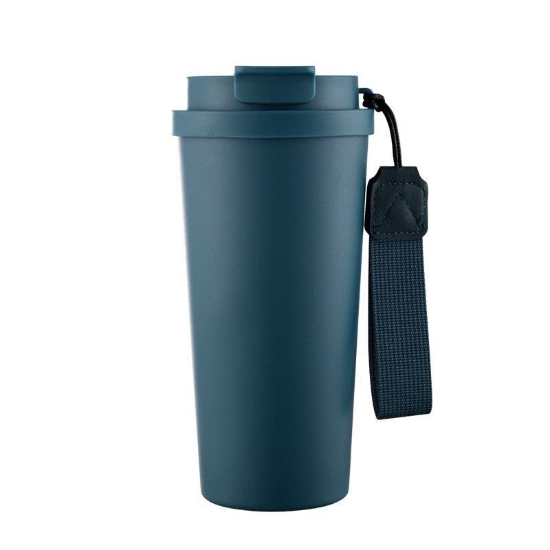HONGZHAN Coffee Travel Mug with Straw & Flip Lid, 20oz Insulated Tumbler Cup with Ceramic Coating, Double Wall Vacuum Leak-Proof Thermos Mug for Office School Party Camping