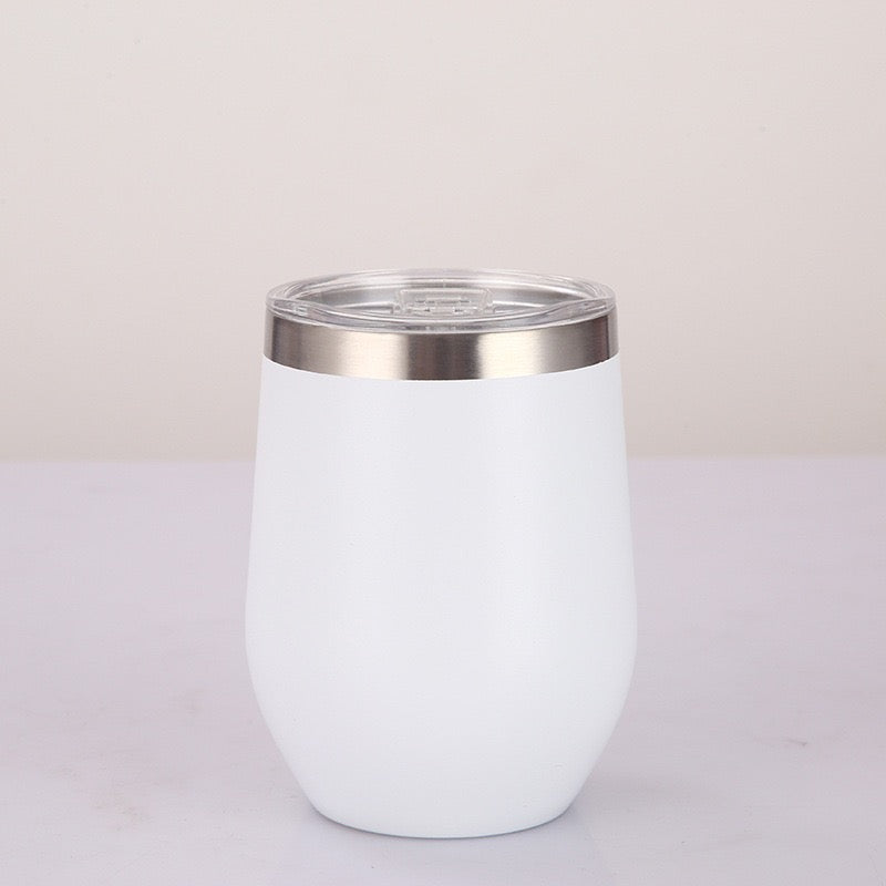 12 oz Stainless Steel Wine Tumbler Stemless Glasses with Lid, Double Wall Insulated Travel Mug Perfect for Wine, Coffee, Drinks, Champagne, Cocktails