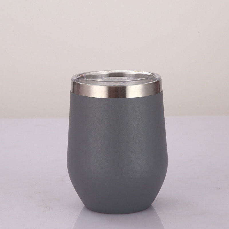 12 oz Stainless Steel Wine Tumbler Stemless Glasses with Lid, Double Wall Insulated Travel Mug Perfect for Wine, Coffee, Drinks, Champagne, Cocktails
