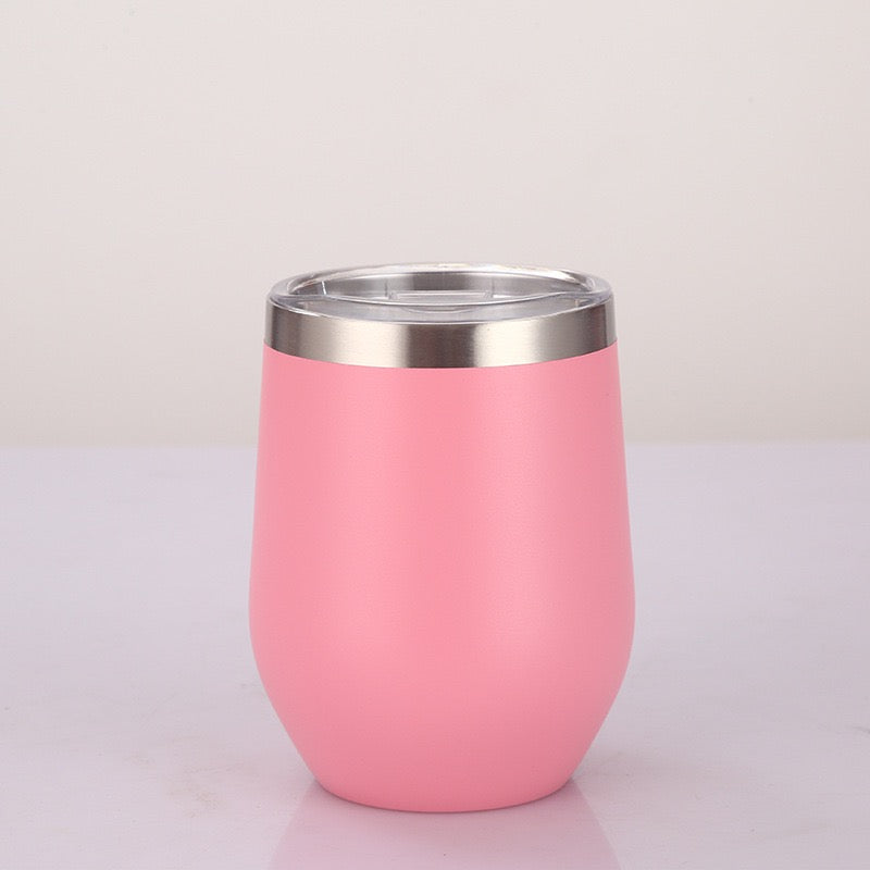 12 oz Stainless Steel Wine Tumbler Stemless Glasses with Lid, Double Wall Insulated Travel Mug Perfect for Wine, Coffee, Drinks, Champagne, Cocktails