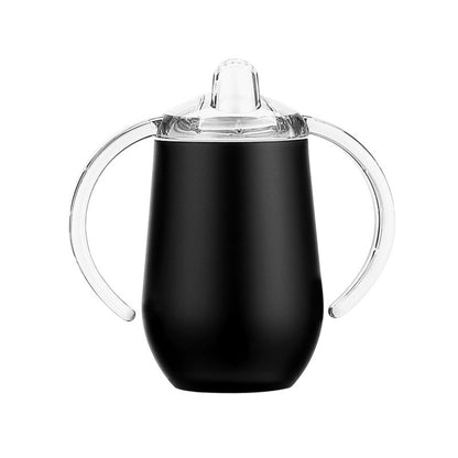 HONGZHAN Stainless Steel Straw Sippy Cup with Handles & Silicone Lids,10 oz BPA Free Double Wall Vacuum Insulated Sippy Cup Mug Tumbler Toddler Straw Cups for boys and girls Non-Spill Sippy Cups