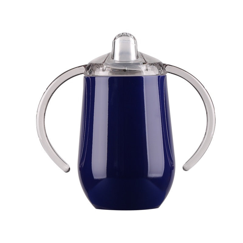 HONGZHAN Stainless Steel Straw Sippy Cup with Handles & Silicone Lids,10 oz BPA Free Double Wall Vacuum Insulated Sippy Cup Mug Tumbler Toddler Straw Cups for boys and girls Non-Spill Sippy Cups