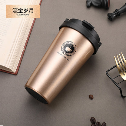 HONGZHAN 18/8 Stainless Steel Double Wall Vacuum Insulated Travel Coffee Mug with Handle/Portable Thermal Cup,Wide Mouth Tumbler with Leak Proof Lid,17oz