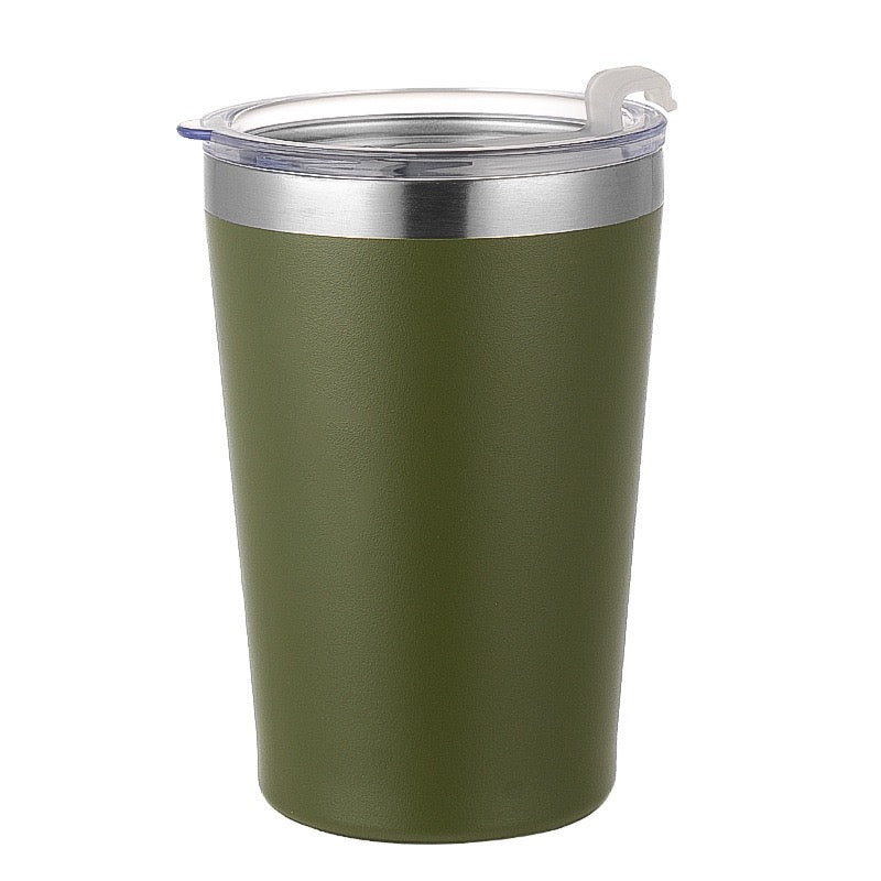 HONGZHAN Solid Color Pure Plain Stainless Steel cups with lids reusable with Straw Lid mug 8oz/12oz for camping simply tumbler