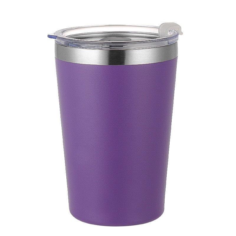 HONGZHAN Solid Color Pure Plain Stainless Steel cups with lids reusable with Straw Lid mug 8oz/12oz for camping simply tumbler