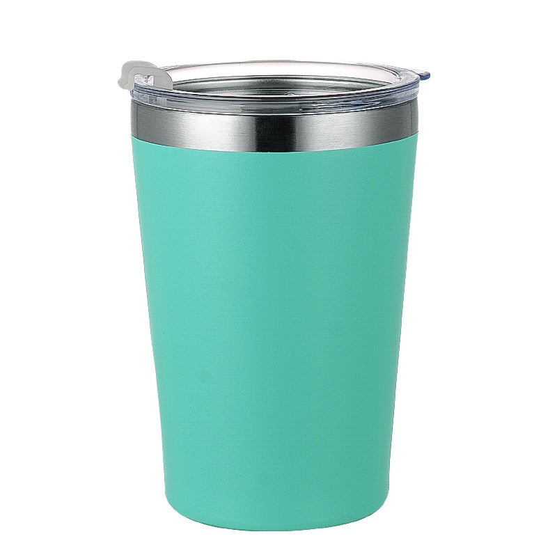 HONGZHAN Solid Color Pure Plain Stainless Steel cups with lids reusable with Straw Lid mug 8oz/12oz for camping simply tumbler