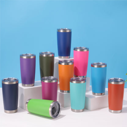 HONGZHAN 20oz Stainless Steel Tumbler Bulk with Lid, Double Wall Vacuum Insulated Travel Mug, Powder Coated Coffee Cup