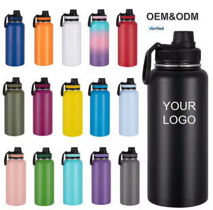 Vacuum Insulated Sport Bottle - Stainless Steel, Double-Walled, Wide Mouth Leak-Proof Thermal Flask for Hot & Cold Drink, Traveling, Sports & Outdoors