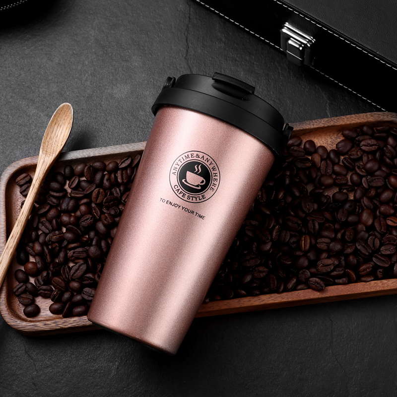 HONGZHAN 18/8 Stainless Steel Double Wall Vacuum Insulated Travel Coffee Mug with Handle/Portable Thermal Cup,Wide Mouth Tumbler with Leak Proof Lid,17oz