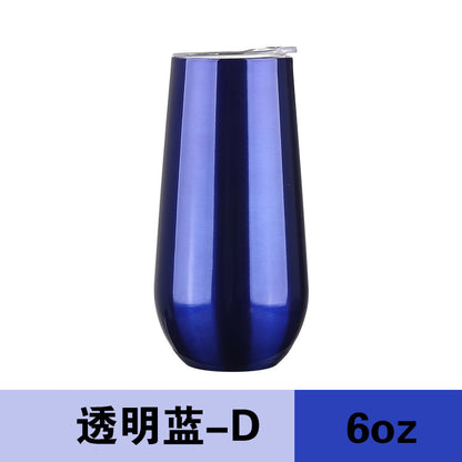 HONGZHAN Stemless Double Insulated Champagne Flute Tumbler with Lid, 6 Oz Unbreakable Reusable Cocktail Champagne Toasting Glasses, Good Gift for Friends Family Christmas Birthday