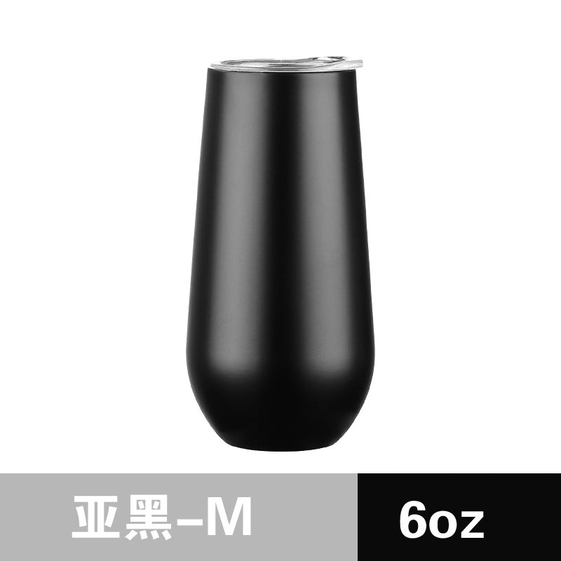 HONGZHAN Stemless Double Insulated Champagne Flute Tumbler with Lid, 6 Oz Unbreakable Reusable Cocktail Champagne Toasting Glasses, Good Gift for Friends Family Christmas Birthday