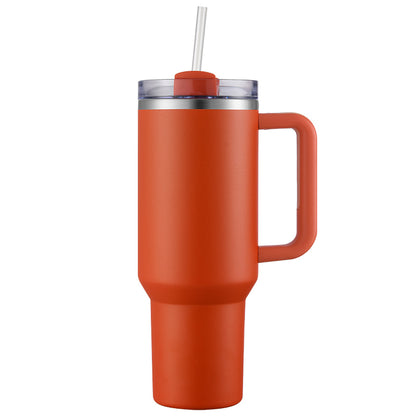 HONGZHAN 40 oz Tumbler with Handle and Straw Stainless Steel Vacuum Insulated Water Bottle for Hot or Cold Beverages Cup Holder Friendly Coffee Mug with Lid Gift for Women&Men
