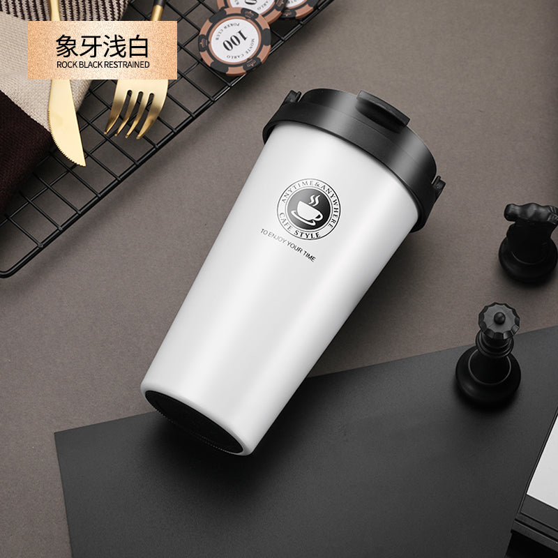 HONGZHAN 18/8 Stainless Steel Double Wall Vacuum Insulated Travel Coffee Mug with Handle/Portable Thermal Cup,Wide Mouth Tumbler with Leak Proof Lid,17oz