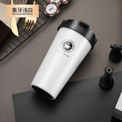 HONGZHAN 18/8 Stainless Steel Double Wall Vacuum Insulated Travel Coffee Mug with Handle/Portable Thermal Cup,Wide Mouth Tumbler with Leak Proof Lid,17oz