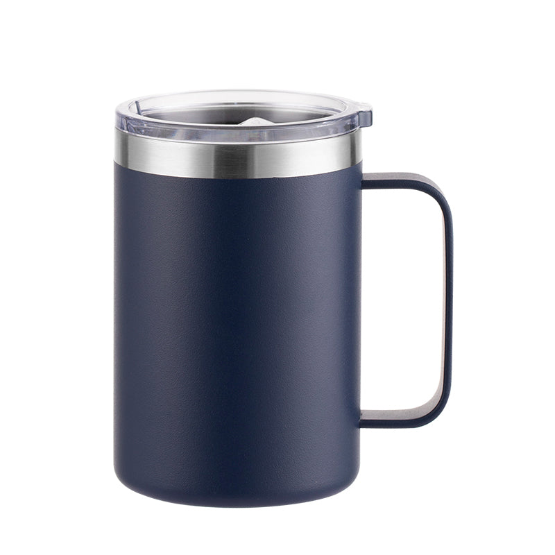 HONGZHAN 16oz Stainless Steel Insulated Coffee Mug with Handle, Double Wall Vacuum Travel Mug, Tumbler Cup with Sliding Lid