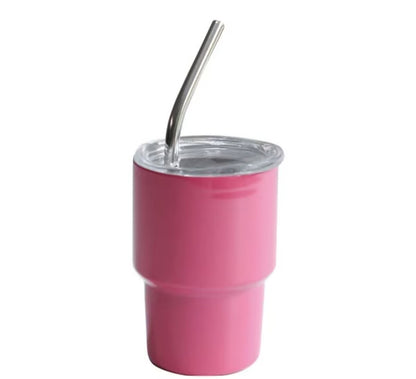 HONGZHAN 3 oz Mini Tumbler Shot Glass with Straw and Lid Colored Stainless Steel Sublimation Tumblers Cute Double Wall Vacuum Insulated Cups for Party Whiskey Bar Cocktai